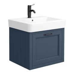 Chatsworth Wall Hung Blue Vanity With Matt Black Handle & Low Level Toilet -Croydex shop cwh560blumbll d1
