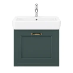 Chatsworth Wall Hung Green Vanity With Brass Handle & Low Level Toilet -Croydex shop cwh560grnbll d1