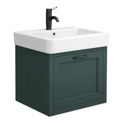 Chatsworth Wall Hung Green Vanity With Matt Black Handle & Low Level Toilet -Croydex shop cwh560grnmbll d1