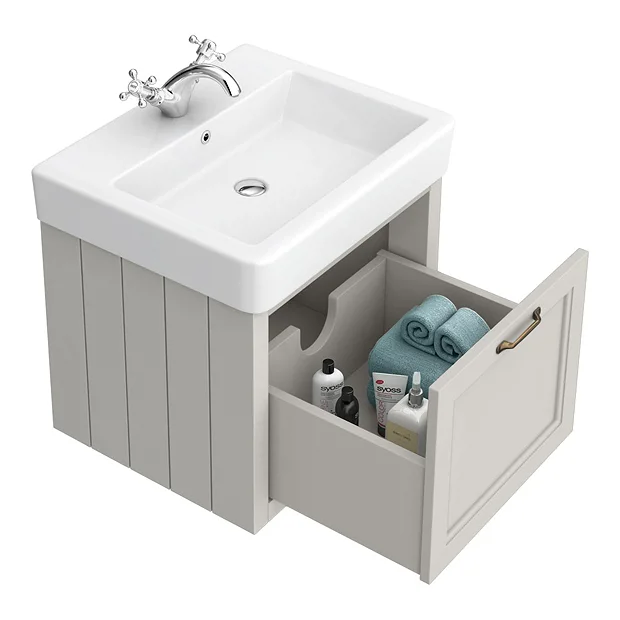 Chatsworth Wall Hung Grey Vanity With Brass Handle & Low Level Toilet 6 Chatsworth Wall Hung Grey Vanity With Brass Handle & Low Level Toilet - Image 4
