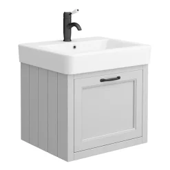 Chatsworth Wall Hung Grey Vanity With Matt Black Handle & Low Level Toilet -Croydex shop cwh560grymbll d1