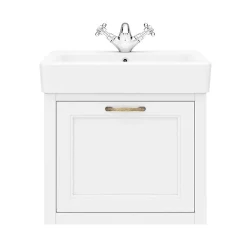 Chatsworth Wall Hung White Vanity With Brass Handle & Low Level Toilet -Croydex shop cwh560whtbll d1
