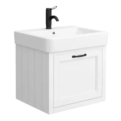Chatsworth Wall Hung White Vanity With Matt Black Handle & Low Level Toilet -Croydex shop cwh560whtmbll d1