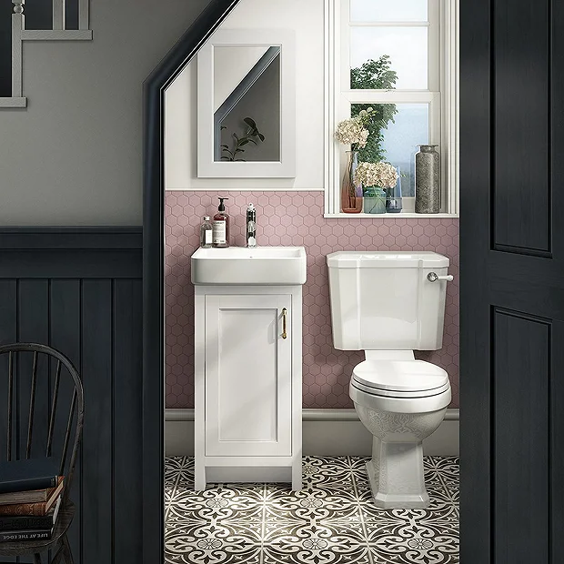 Chatsworth Traditional White Cloakroom Suite (Vanity Unit + Close Coupled Toilet) 4 Chatsworth Traditional White Cloakroom Suite (Vanity Unit + Close Coupled Toilet) - Image 2