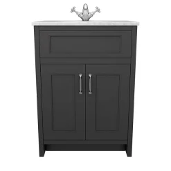 Chatsworth White Marble Traditional Graphite Vanity Unit + Toilet Package -Croydex shop cwm610wcblk n d2