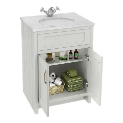 Chatsworth White Marble Traditional Grey Vanity Unit + Toilet Package -Croydex shop cwm610wcgry d1