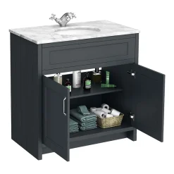 Chatsworth White Marble 810mm Traditional Graphite Vanity Unit + Toilet Package 13 Chatsworth White Marble 810mm Traditional Graphite Vanity Unit + Toilet Package -Croydex shop cwm810wcblk d6