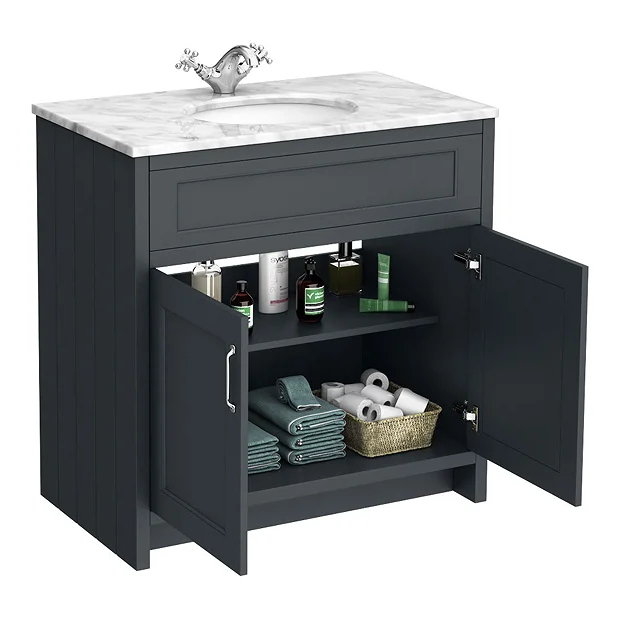 Chatsworth White Marble 810mm Traditional Graphite Vanity Unit + Toilet Package 8 Chatsworth White Marble 810mm Traditional Graphite Vanity Unit + Toilet Package - Image 6