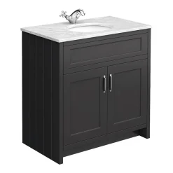 Chatsworth White Marble 810mm Traditional Graphite Vanity Unit + Toilet Package 10 Chatsworth White Marble 810mm Traditional Graphite Vanity Unit + Toilet Package -Croydex shop cwm810wcblk nd1