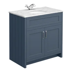 Chatsworth White Marble 810mm Traditional Blue Vanity Unit + Toilet Package -Croydex shop cwm810wcblu d1