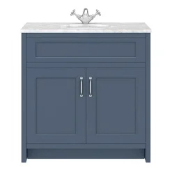Chatsworth White Marble 810mm Traditional Blue Vanity Unit + Toilet Package -Croydex shop cwm810wcblu n d1