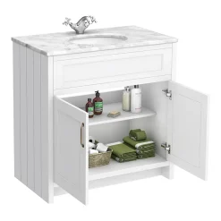 Chatsworth White Marble 810mm Traditional White Vanity Unit + Toilet Package -Croydex shop cwm810wcwht d6