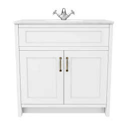 Chatsworth White Marble 810mm Traditional White Vanity Unit + Toilet Package -Croydex shop cwm810wcwht n d1