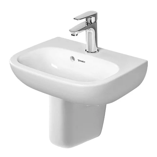 Duravit D-Code 450mm 1TH Handrinse Basin + Semi Pedestal 4 Duravit D-Code 450mm 1TH Handrinse Basin + Semi Pedestal - Image 2