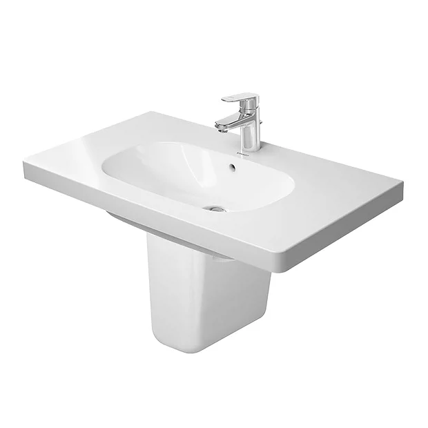 Duravit D-Code 1TH Washbasin + Semi Pedestal 3 Duravit D-Code 1TH Washbasin + Semi Pedestal