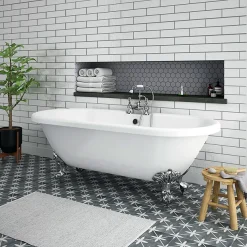 Victorian Plumbing Duke High Level Bathroom Suite + Roll Top Bath -Croydex shop dhlrts d1