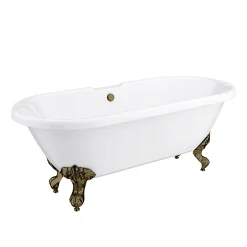 Victorian Plumbing Duke 1695 Double Ended Roll Top Bath + Antique Brass Leg Set -Croydex shop duke1695ab lrg