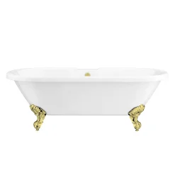 Victorian Plumbing Duke 1695 Double Ended Roll Top Bath + Brushed Brass Leg Set -Croydex shop duke1695bb d1