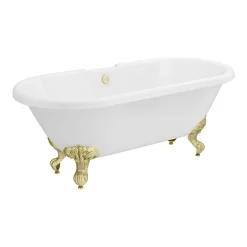 Victorian Plumbing Duke 1695 Double Ended Roll Top Bath + Brushed Brass Leg Set -Croydex shop duke1695bb l2