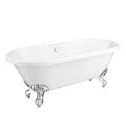 Victorian Plumbing Duke 1695 Double Ended Roll Top Bath + Chrome Leg Set -Croydex shop duke1695doubleendedrolltopbathd2