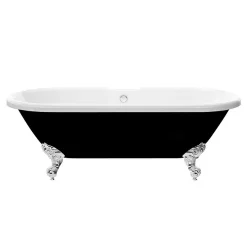 Victorian Plumbing Duke Black 1695 Double Ended Roll Top Bath W. Ball + Claw Leg Set -Croydex shop dukeblack1695doubleendedrolltopbathd1