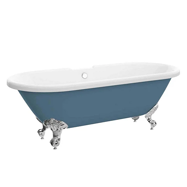 Victorian Plumbing Duke Blue 1695 Double Ended Roll Top Bath W. Ball + Claw Leg Set 3 Victorian Plumbing Duke Blue 1695 Double Ended Roll Top Bath W. Ball + Claw Leg Set