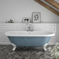 Victorian Plumbing Duke Blue 1695 Double Ended Roll Top Bath W. Ball + Claw Leg Set 9 Victorian Plumbing Duke Blue 1695 Double Ended Roll Top Bath W. Ball + Claw Leg Set -Croydex shop dukeblue1695doubleendedrolltopbathballandclawlegsl