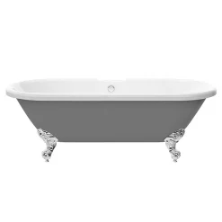 Victorian Plumbing Duke Grey 1695 Double Ended Roll Top Bath W. Ball + Claw Leg Set -Croydex shop dukegrey1695doubleendedrolltopbathd1