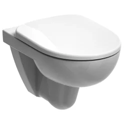 Twyford Bathroom Twyford E100 Round Rimfree Wall Hung WC + Soft Close Seat -Croydex shop e100rndwc6 l