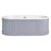 Urlington Bathroom Burlington London 1800mm Bath With Curved Surround & Waste - Classic Grey -Croydex shop e22g detail1