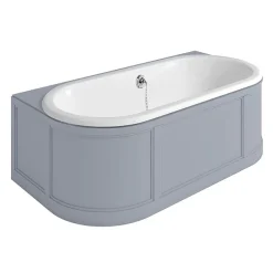 Urlington Bathroom Burlington London 1800mm Back To Wall Bath With Curved Surround & Waste - Classic Grey -Croydex shop e23g l