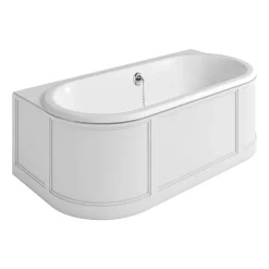 Urlington Bathroom Burlington London 1800mm Back To Wall Bath With Curved Surround & Waste - Matt White -Croydex shop e23w l