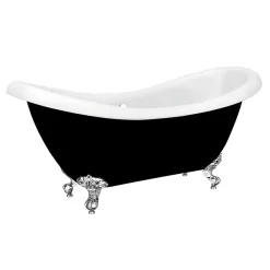 Victorian Plumbing Earl Black 1750 Double Ended Roll Top Slipper Bath W. Ball + Claw Leg Set