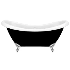 Victorian Plumbing Earl Black 1750 Double Ended Roll Top Slipper Bath W. Ball + Claw Leg Set -Croydex shop earlblack1750doubleendedslipperbathd1