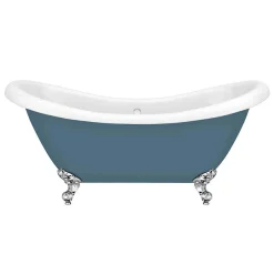 Victorian Plumbing Earl Blue 1750 Double Ended Roll Top Slipper Bath W. Ball + Claw Leg Set -Croydex shop earlblue1750doubleendedrolltopslipperbathd1