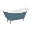 Victorian Plumbing Earl Blue 1750 Double Ended Roll Top Slipper Bath W. Ball + Claw Leg Set -Croydex shop earlblue1750doubleendedrolltopslipperbathd5