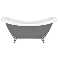 Victorian Plumbing Earl Grey 1750 Double Ended Roll Top Slipper Bath W. Ball + Claw Leg Set -Croydex shop earlgrey1750doubleendedrolltopslipperbathd1