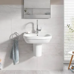 Grohe Euro Ceramic 600mm 1TH Basin + Half Pedestal -Croydex shop eurhp600 d1