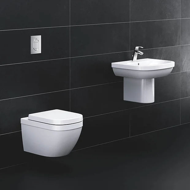 Grohe Euro Ceramic 550mm 1TH Basin + Half Pedestal 3 Grohe Euro Ceramic 550mm 1TH Basin + Half Pedestal