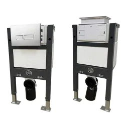 Victorian Plumbing Compact Dual Flush Concealed WC Cistern With Wall Hung Frame & Modern Toilet