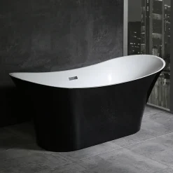 Nova Bathroom Nova Black Sparkle 1750 Modern Double Ended Slipper Bath