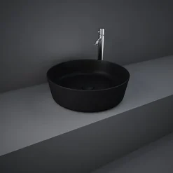 RAK Ceramic RAK Feeling 420mm 0TH Slim Round Counter Top Wash Basin - Matt Black