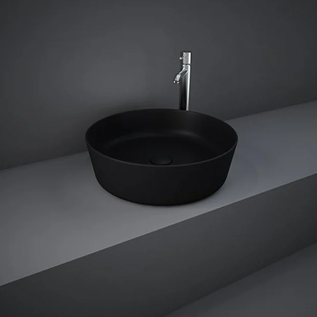 RAK Ceramic RAK Feeling 420mm 0TH Slim Round Counter Top Wash Basin - Matt Black 3 RAK Ceramic RAK Feeling 420mm 0TH Slim Round Counter Top Wash Basin - Matt Black