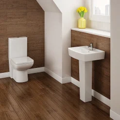 Victorian Plumbing Genova Modern Basin With Pedestal - 1 Tap Hole