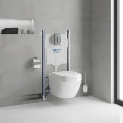 Grohe Solido Euro / Small Plate Complete WC 5 In 1 Pack + FREE TOILET ROLL HOLDER -Croydex shop gr5in1sp d1n