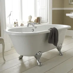 Victorian Plumbing Grosvenor Traditional Double Ended Roll Top Bath Suite (1700mm) -Croydex shop grosvenortraditionaldoubleendedfreestandingrolltopbathsuited1