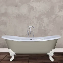 Hurlingham Bath Hurlingham Belvoir 0TH Cast Iron Roll Top Bath (1840x780mm) With White Feet -Croydex shop hur034036d2