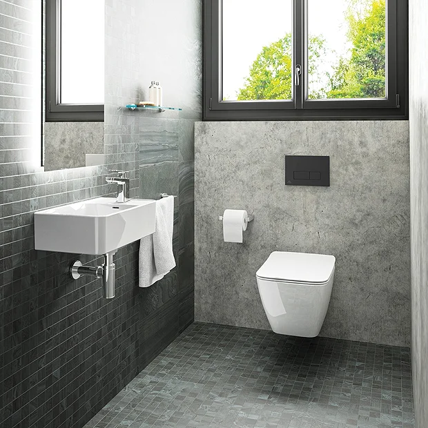 Ideal Standard Strada II AquaBlade Toilet + Concealed WC Cistern With Wall Hung Frame (Black Flush Plate) 3 Ideal Standard Strada II AquaBlade Toilet + Concealed WC Cistern With Wall Hung Frame (Black Flush Plate)