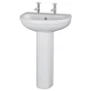 Nuie Ivo Basin With Full Pedestal (555mm Wide - 2 Tap Hole) -Croydex shop ivo2thbp55 n l