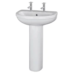 Nuie Ivo Basin With Full Pedestal (555mm Wide - 2 Tap Hole)
